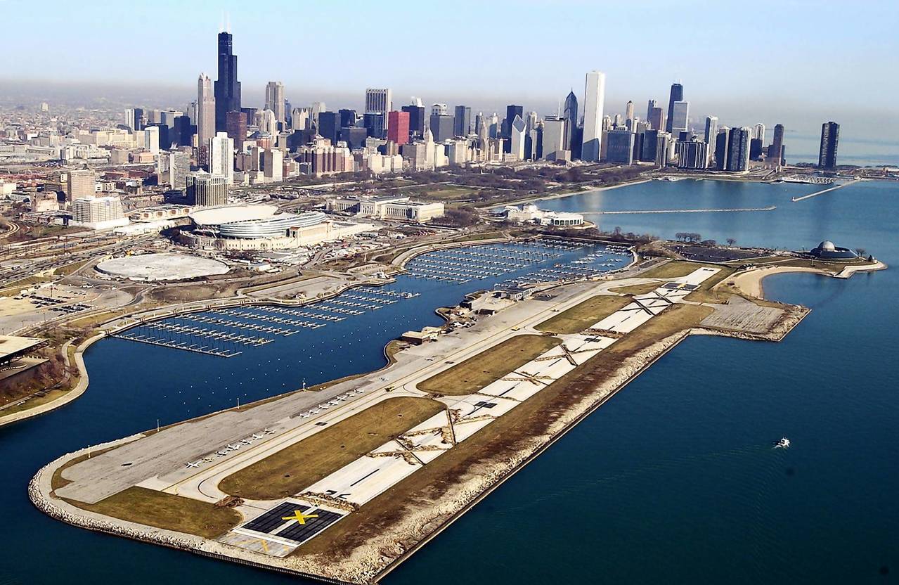 Aerial shot of Meigs Field just after it was demolished