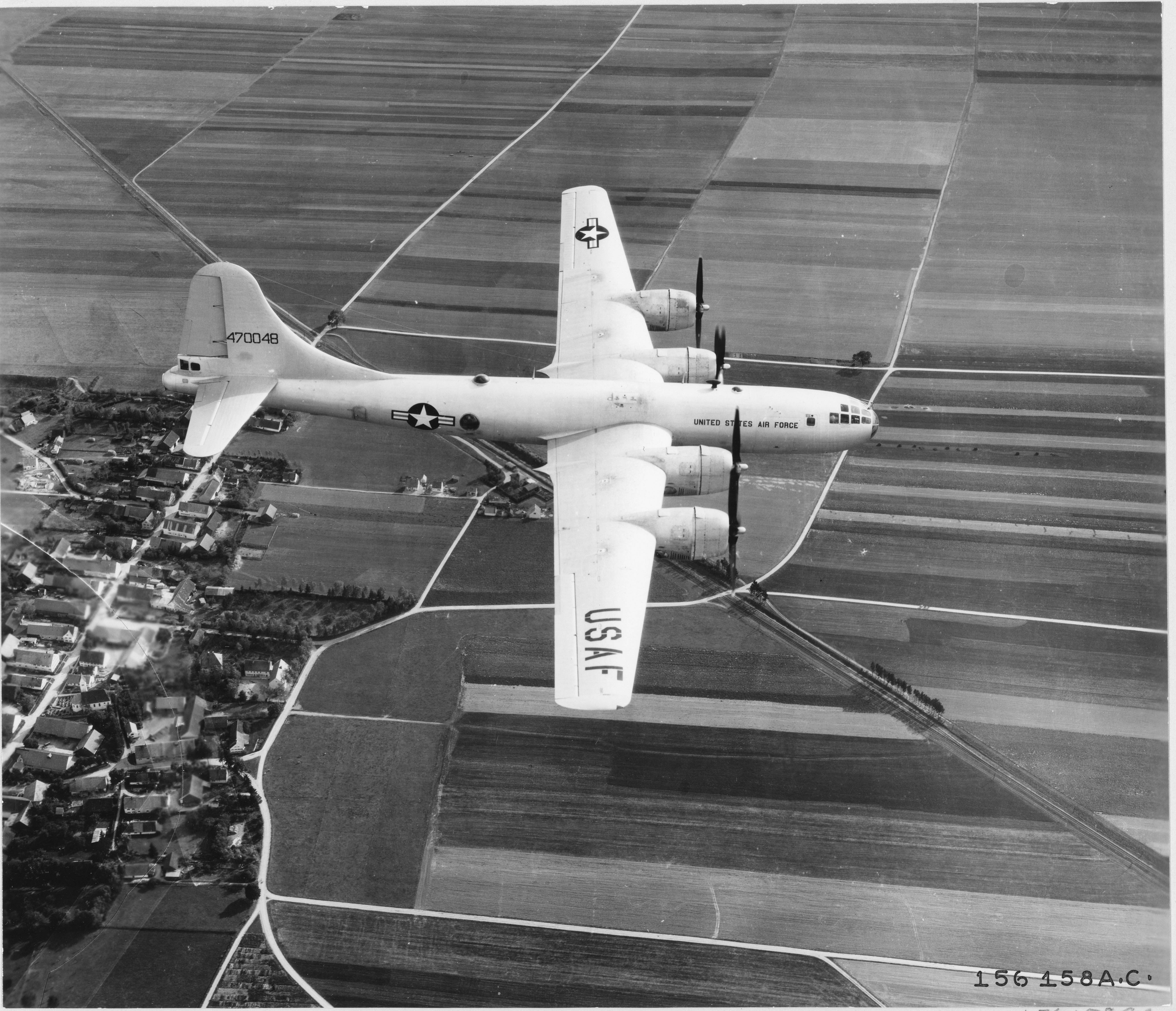 B-29 inflight, side view