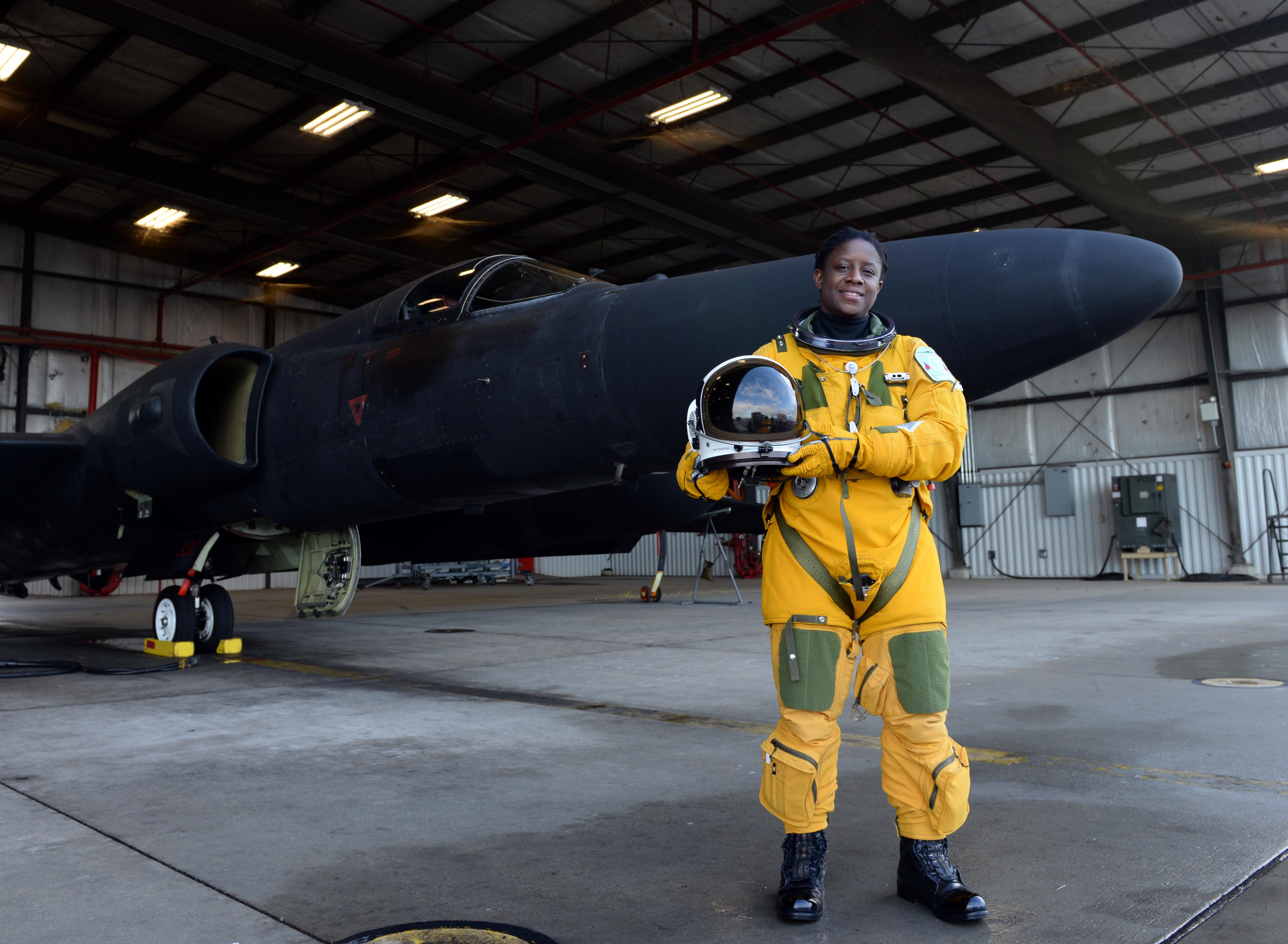 Woman wearing a U-2 Flight Suit