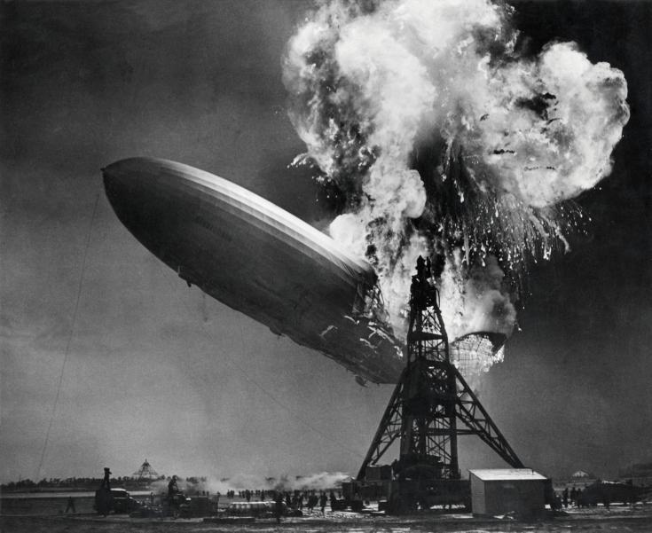 The hindenburg, burning midair