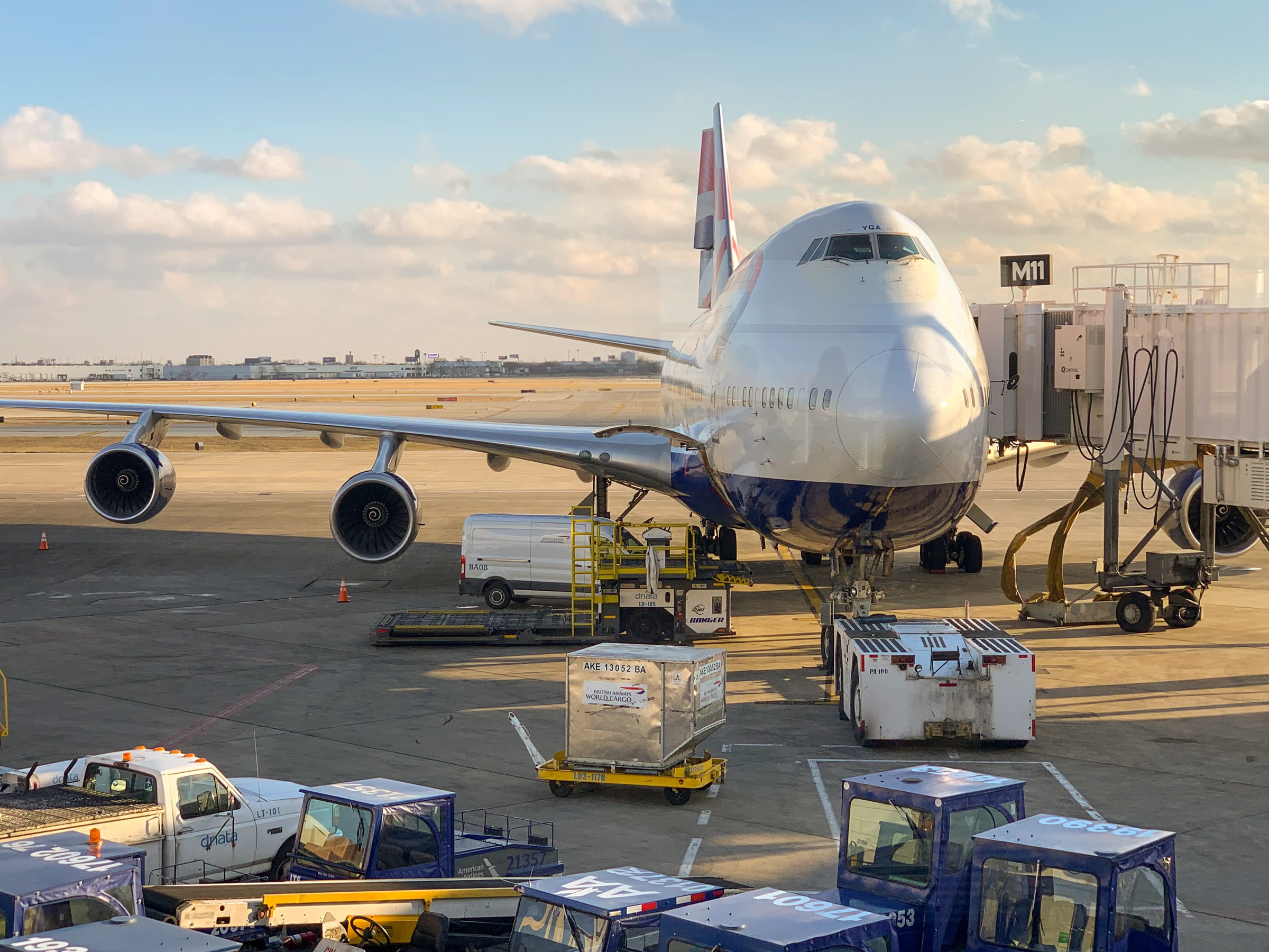 British Airways 747-400 at gate M11 at ORD